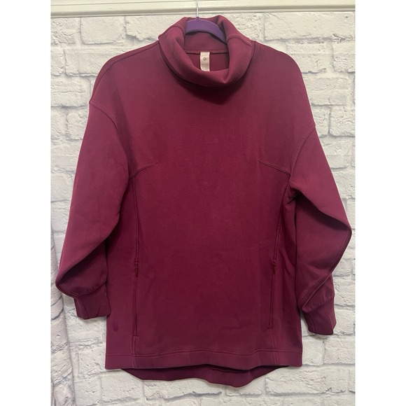 lululemon athletica Tops - Lululemon Modal-Blend Turtleneck Tunic Sweatshirt Pullover 6 Deep Luxe Red Berry